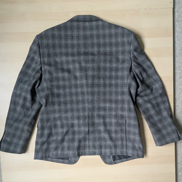 John Varvatos 42R Charcoal Checkered Plaid Blazer Sport Coat Jacket Herringbone - Picture 10 of 13